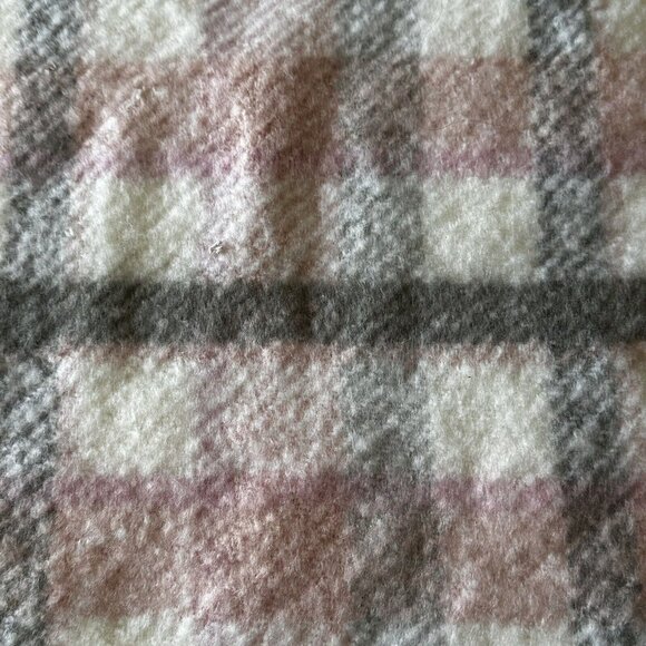 Victoria's Secret Plaid Scarf With Fringe Pink Gray Knotty Knit Boho 80 x 12 - Picture 5 of 9